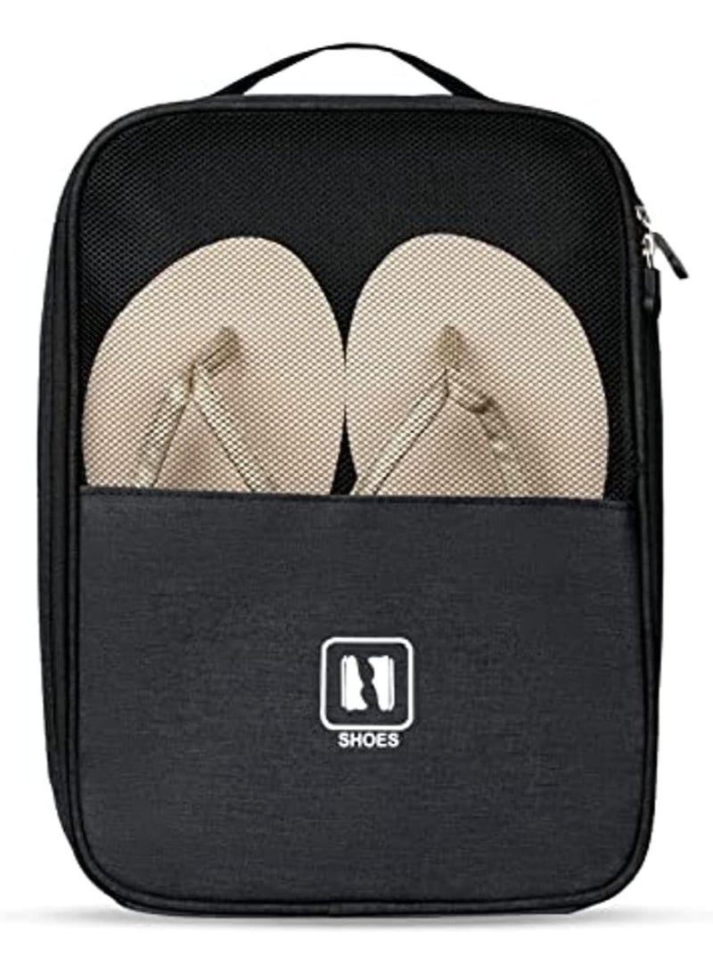 Travel Shoe Bags，Hanging Travel Shoe Bag，Shoe Organizer Storage Pouch for Packing with Zipper ，Waterproof and Moisture-proof，for Outdoor，Travel，Business Trips,30*22.8*15cm，Black - Image 1